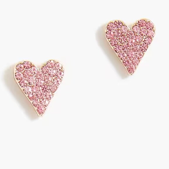 J. Crew Pavé crystal heart stud earrings, NWT - Picture 2 of 2